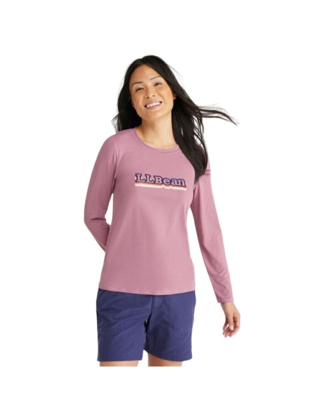 L.L. Bean Sunsmart UPF 50 Graphic Sun Shirt in Iris Mauve Sz S